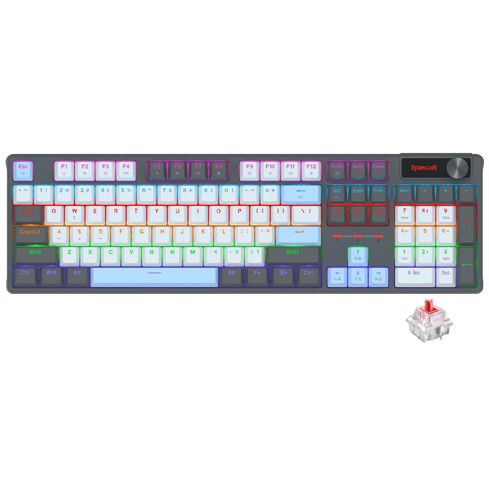 Redragon Caesura K718GB-R Red Switch Wired Rainbow Gaming Keyboard English & Arabic