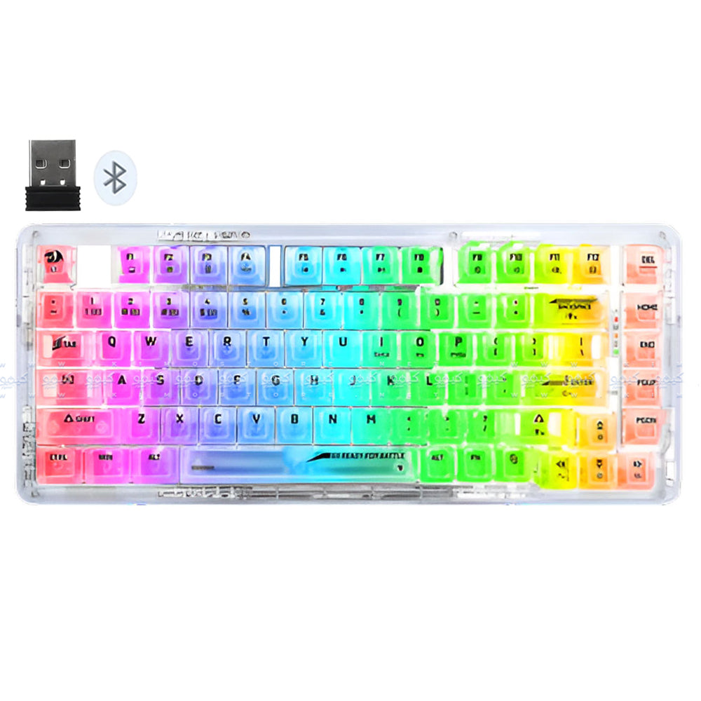 كيبورد ريدراجون سلكي و لاسلكي بلوتوث قابل للشحن RGB جيمنج إنجليزي وعربي Elf Pro K649CT