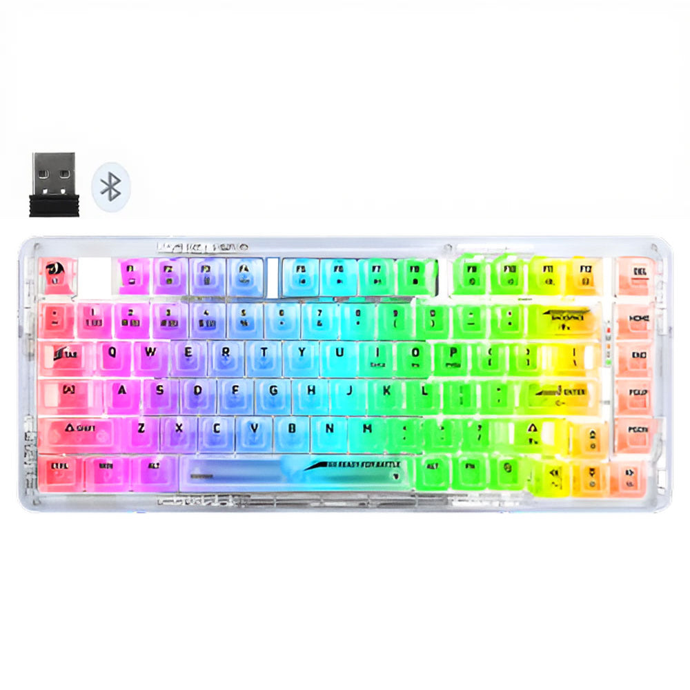 كيبورد ريدراجون سلكي و لاسلكي بلوتوث قابل للشحن ثلاثي الوضع RGB جيمنج إنجليزي وعربي Elf Pro K649CT