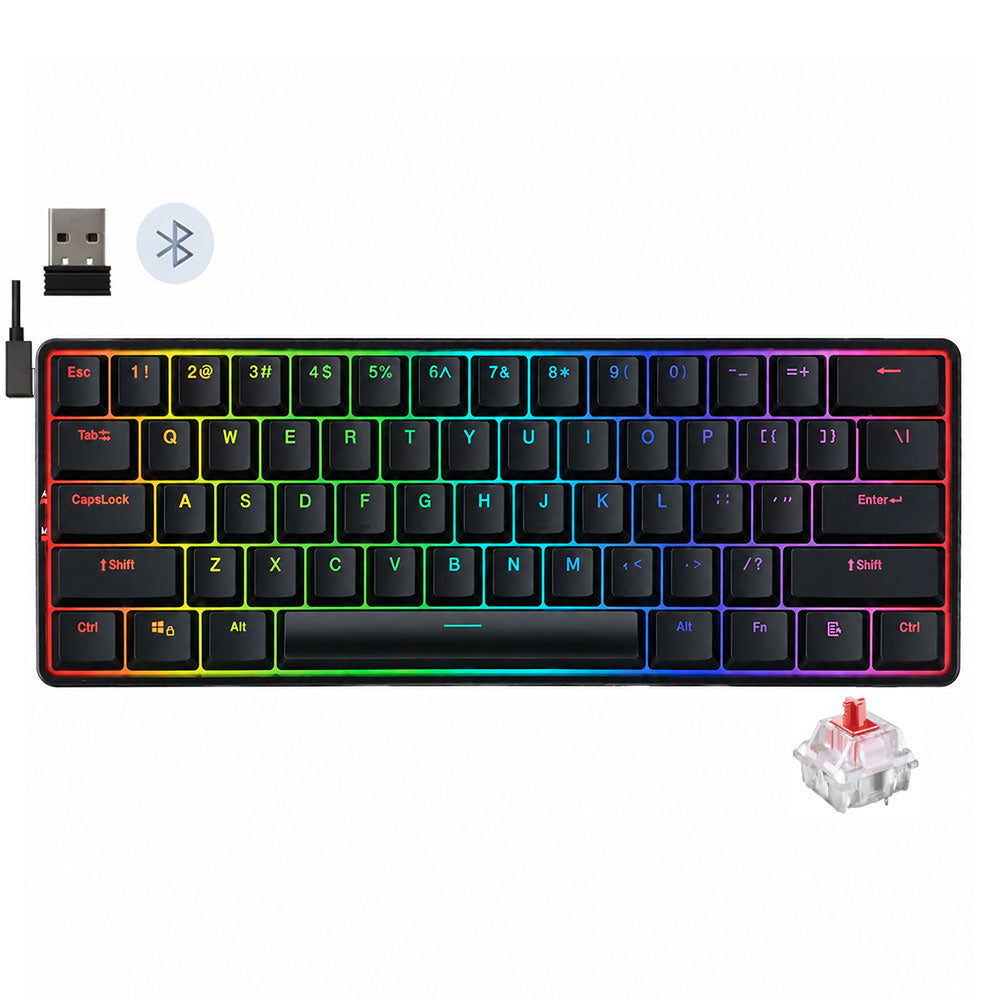 كيبورد ريدراجون سلكي و لاسلكي بلوتوث ثلاثي الوضع RGB جيمنج سويتش أحمر إنجليزي وعربي Elise Pro K615P-KBS