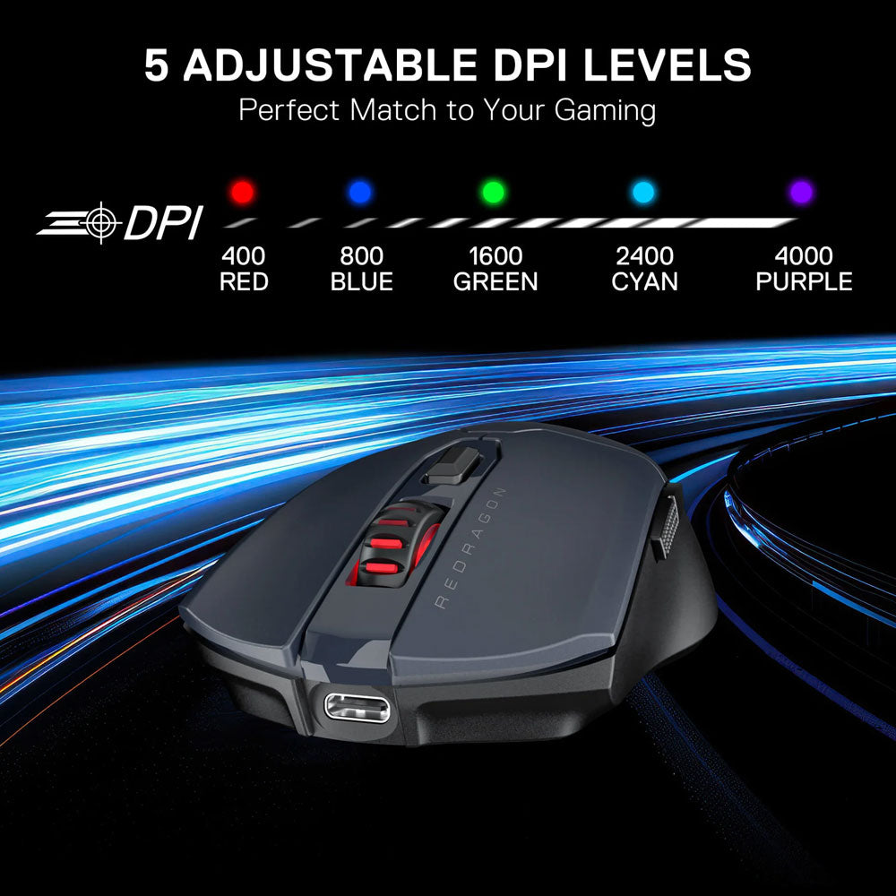 Redragon FYZU M995GB-LIT Triple Mode Rechargeable Bluetooth Wireless & Wired Gaming Mouse 10000Dpi