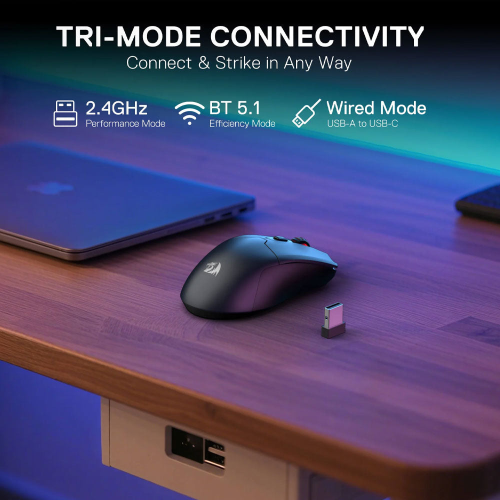 Redragon FYZU M995GB-LIT Triple Mode Rechargeable Bluetooth Wireless & Wired Gaming Mouse 10000Dpi
