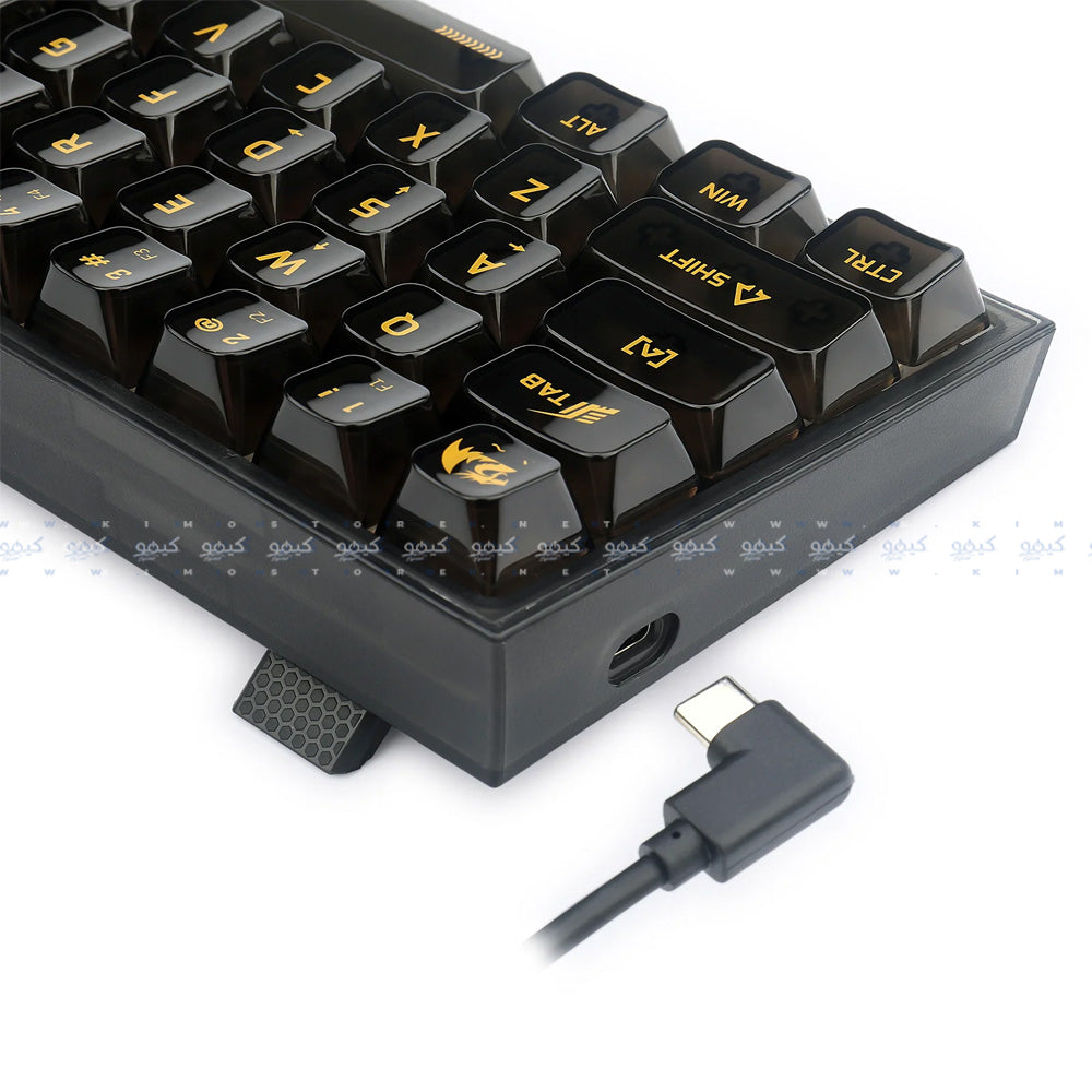 كيبورد ريدراجون سلكي RGB جيمنج إنجليزي وعربي Fizz K617CTB - أسود شفاف