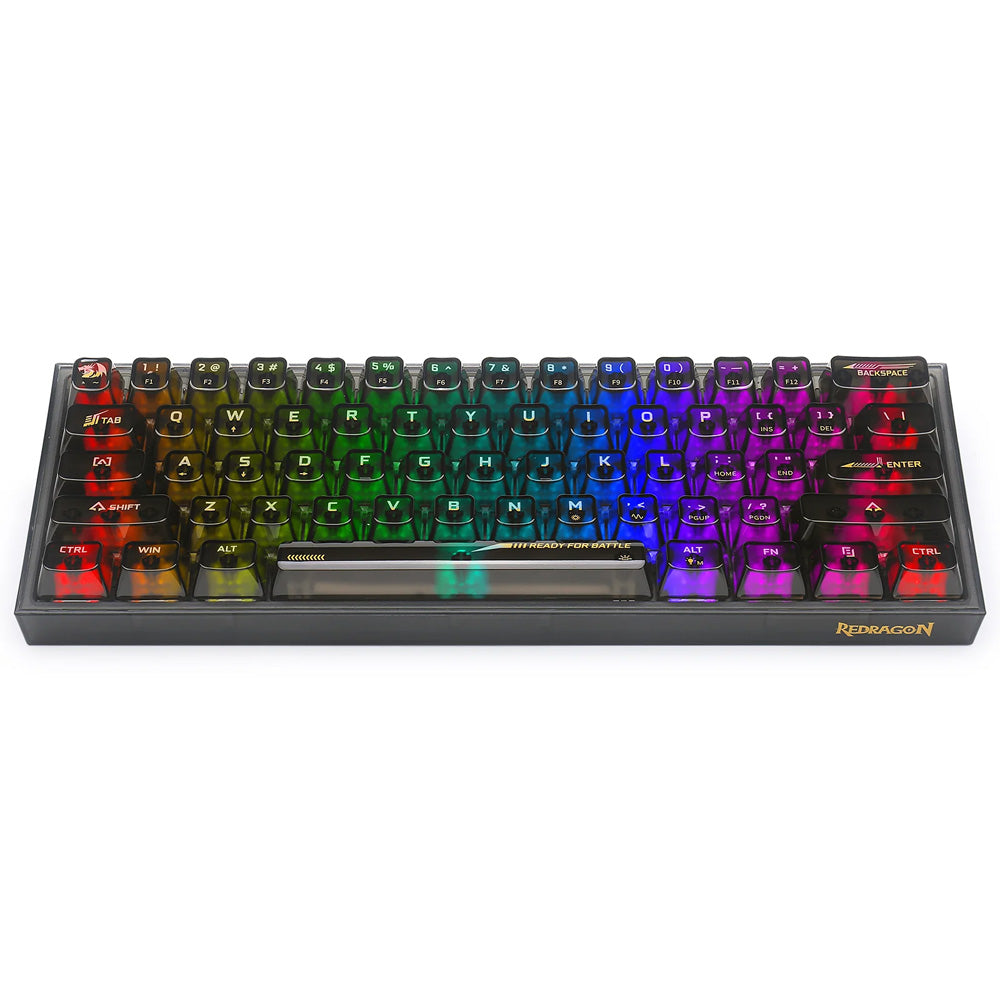 كيبورد ريدراجون سلكي RGB جيمنج إنجليزي وعربي Fizz K617CTB - أسود شفاف