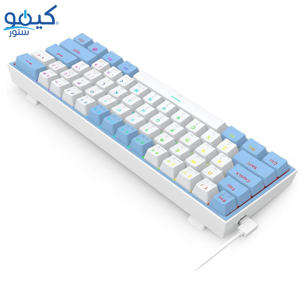 كيبورد ريدراجون سلكي RGB جيمنج سويتش احمر إنجليزي وعربي Fizz K617WB - أبيض أزرق