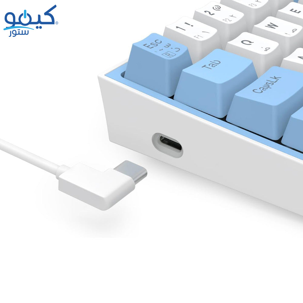 كيبورد ريدراجون سلكي RGB جيمنج سويتش احمر إنجليزي وعربي Fizz K617WB - أبيض أزرق