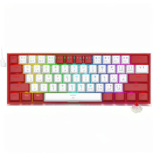 كيبورد ريدراجون سلكي RGB جيمنج سويتش احمر إنجليزي وعربي Fizz K617WR - أبيض x أحمر