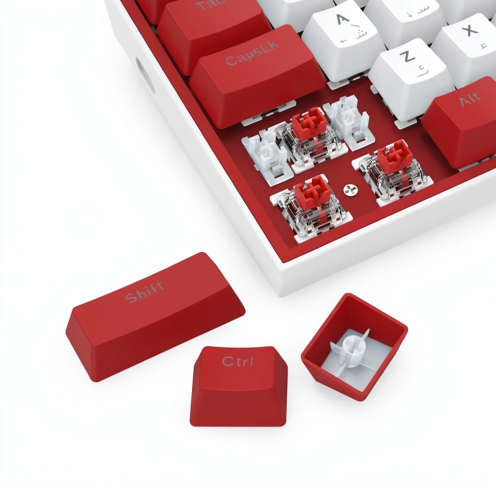 Redragon Fizz K617WR Red Switch Wired RGB Gaming Keyboard English & Arabic - White x Red
