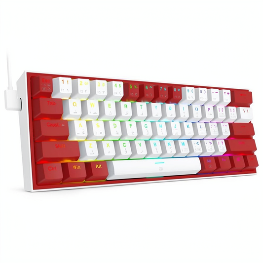 Redragon Fizz K617WR Red Switch Wired RGB Gaming Keyboard English & Arabic - White x Red