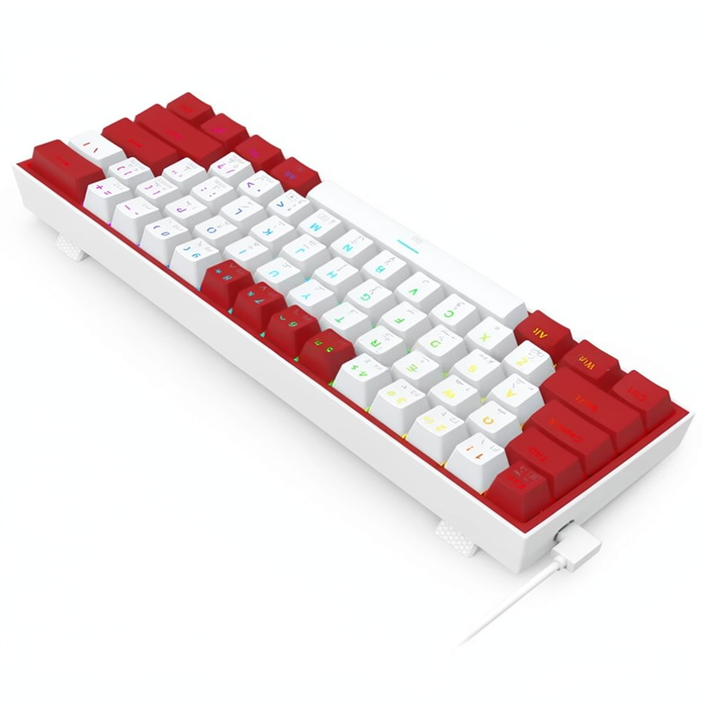 Redragon Fizz K617WR Red Switch Wired RGB Gaming Keyboard English & Arabic - White x Red