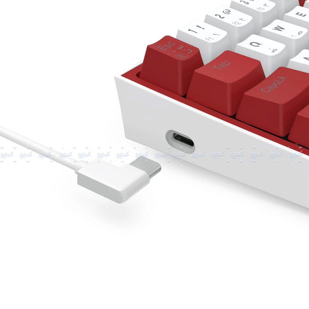 كيبورد ريدراجون سلكي RGB جيمنج سويتش احمر إنجليزي وعربي Fizz K617WR - أبيض x أحمر