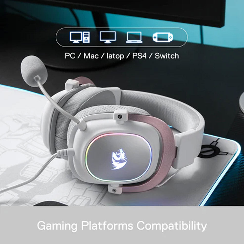 سماعة رأس ريدراجون RGB جيمنج 7.1 صوت محيطي مع ميكروفون عازل للضوضاء H510 Zeus-X