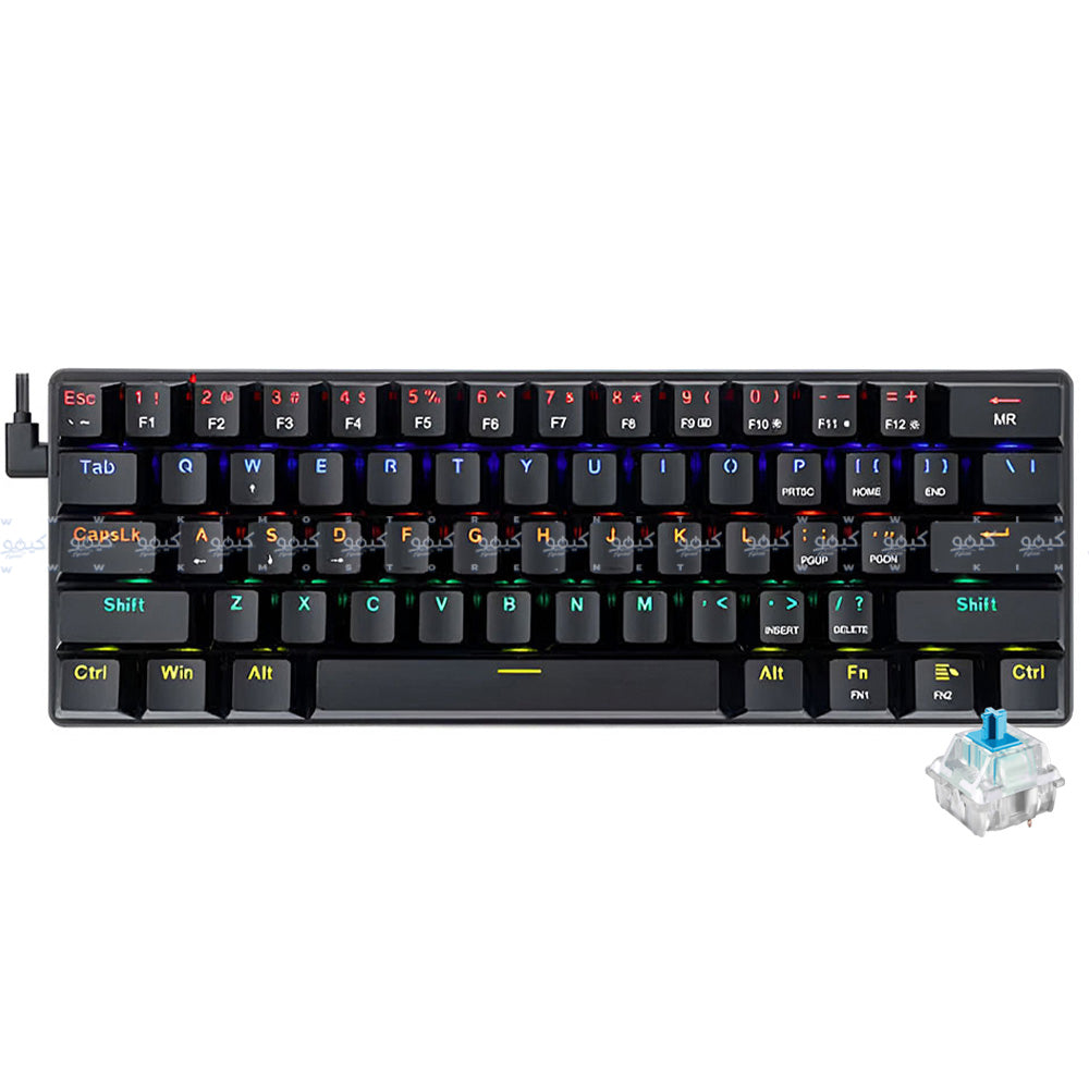 Redragon Jax K613-KB Blue Switch Wired Rainbow Gaming Keyboard English & Arabic