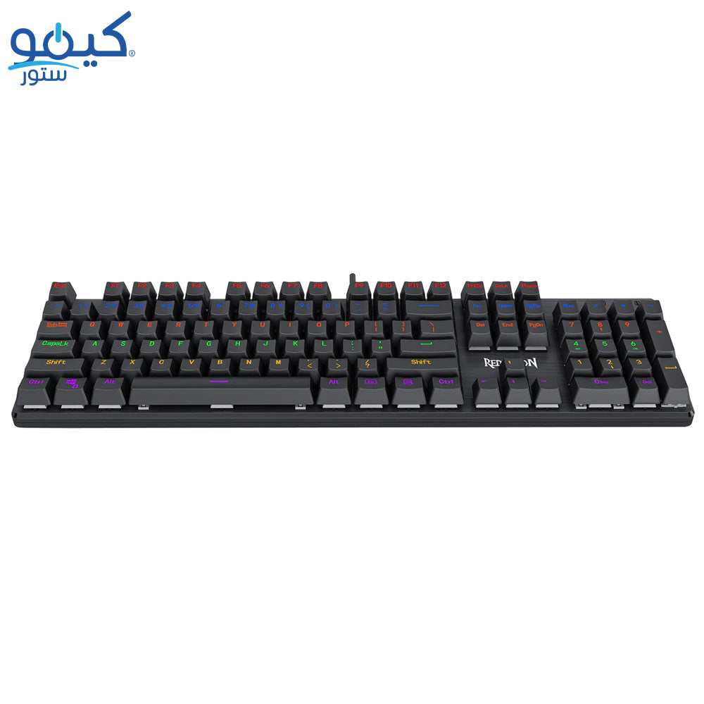 كيبورد ريدراجون سلكي رينبو جيمنج سويتش أحمر إنجليزي وعربي K608 Valheim Elite - أسود