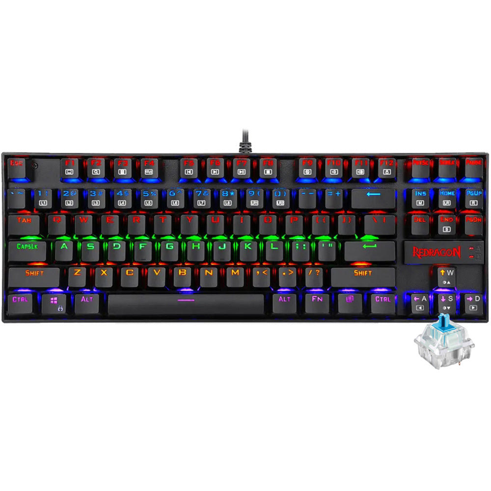 Redragon Kumara K552-KB Blue Switch Wired Rainbow Gaming Keyboard English & Arabic