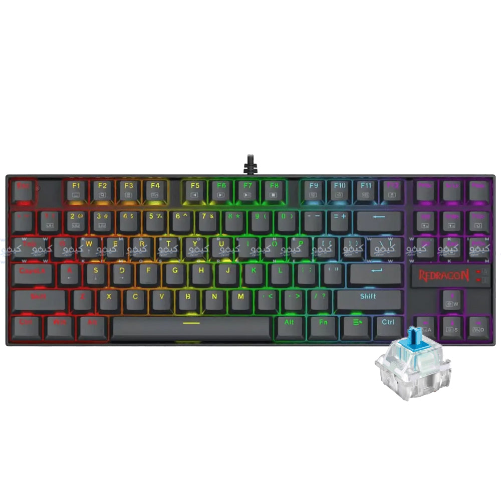 Redragon Kumara K552E Blue Switch Wired Rainbow Gaming Keyboard English & Arabic