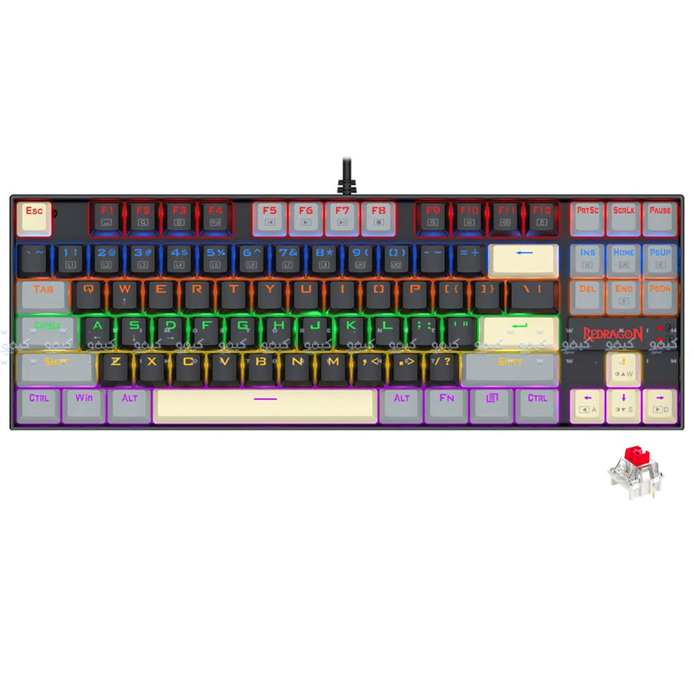 Redragon Kumara K552LGY-R Red Switch Wired Rainbow Gaming Keyboard English & Arabic