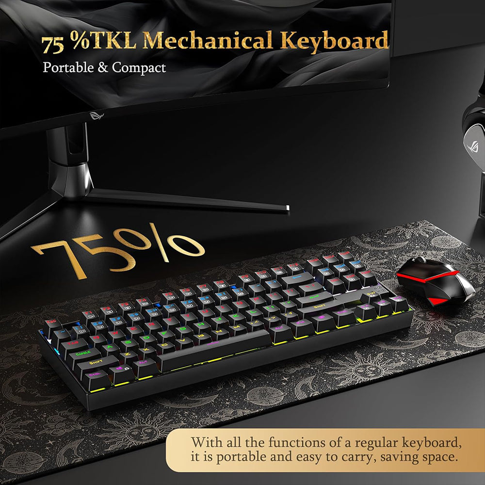 كيبورد ريدراجون سلكي RGB جيمنج سويتش بني إنجليزي وعربي Kumara K552P-KN