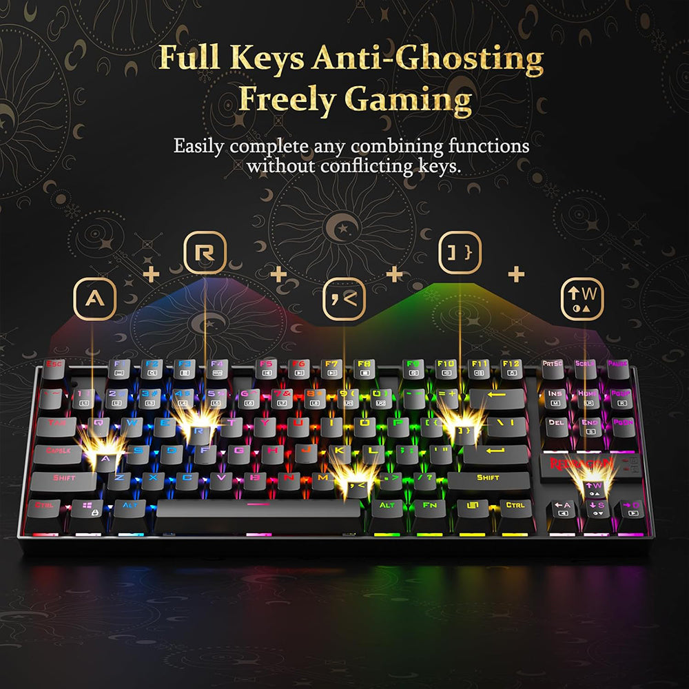كيبورد ريدراجون سلكي RGB جيمنج سويتش بني إنجليزي وعربي Kumara K552P-KN