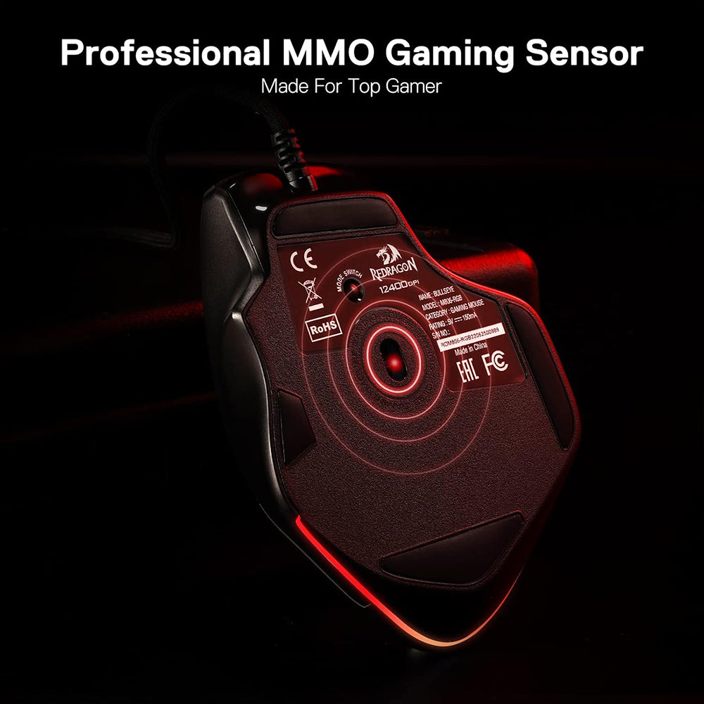 Redragon M806 Bullseye Wired RGB Gaming Mouse 12400Dpi - Black