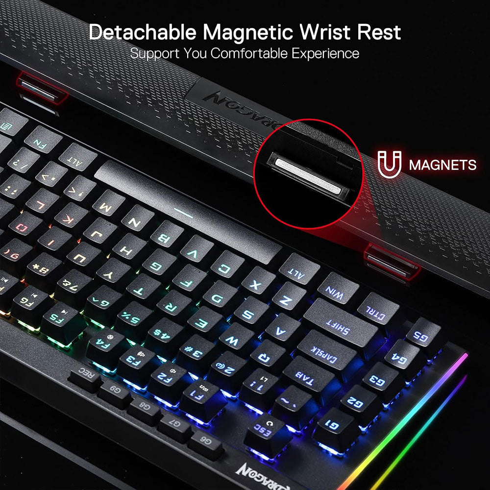 Redragon MAGIC-WAND K587 Pro TKL Triple Mode Rechargeable Bluetooth Wireless & Wired RGB Gaming keyboard English & Arabic