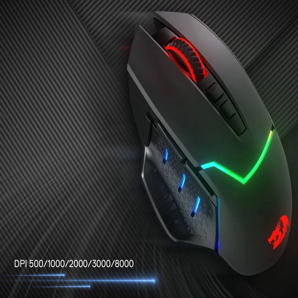 Redragon MIRAGE M690 PRO Dual Mode Rechargeable Wireless & Wired Gaming Mouse 8000Dpi - Black