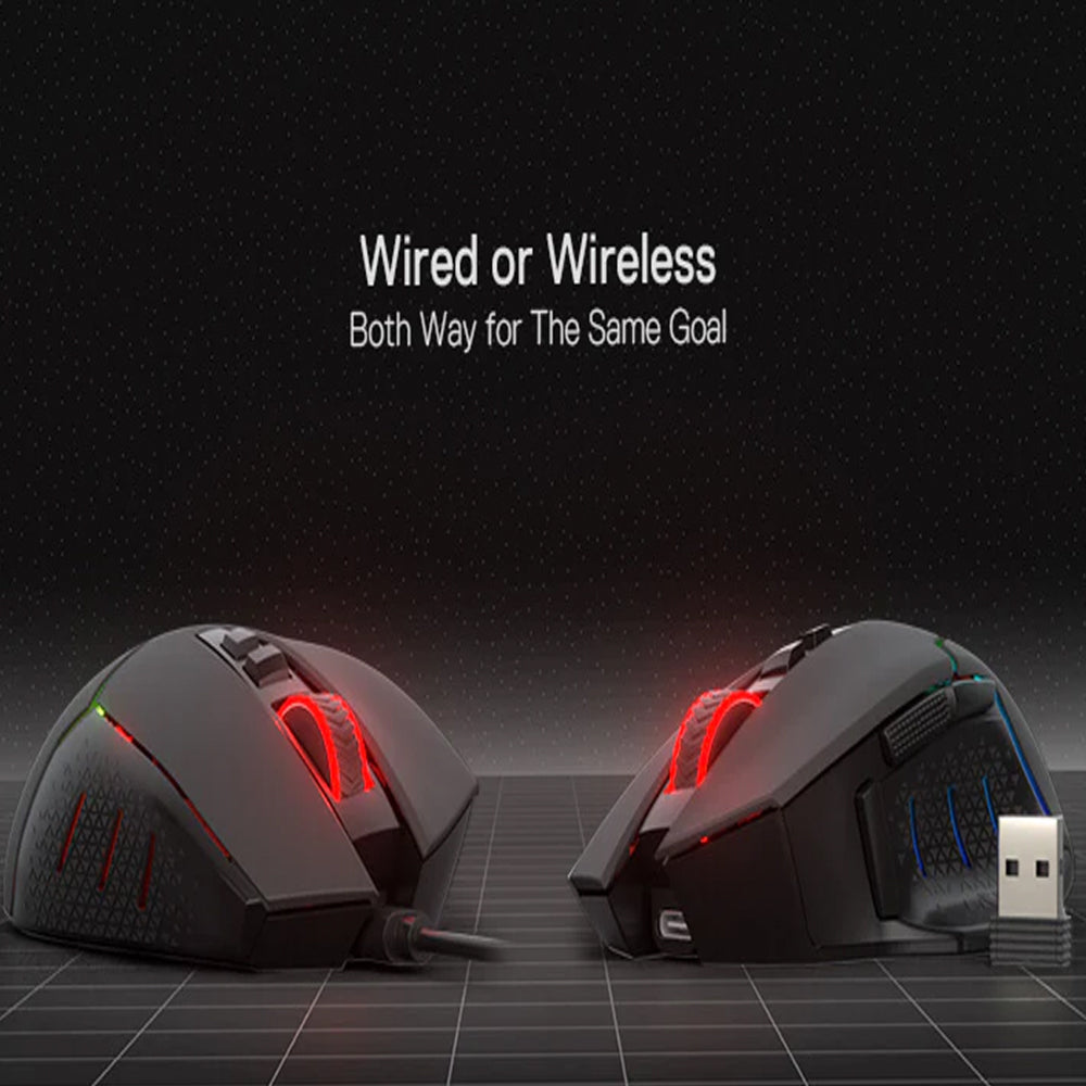 Redragon MIRAGE M690 PRO Dual Mode Rechargeable Wireless & Wired Gaming Mouse 8000Dpi - Black