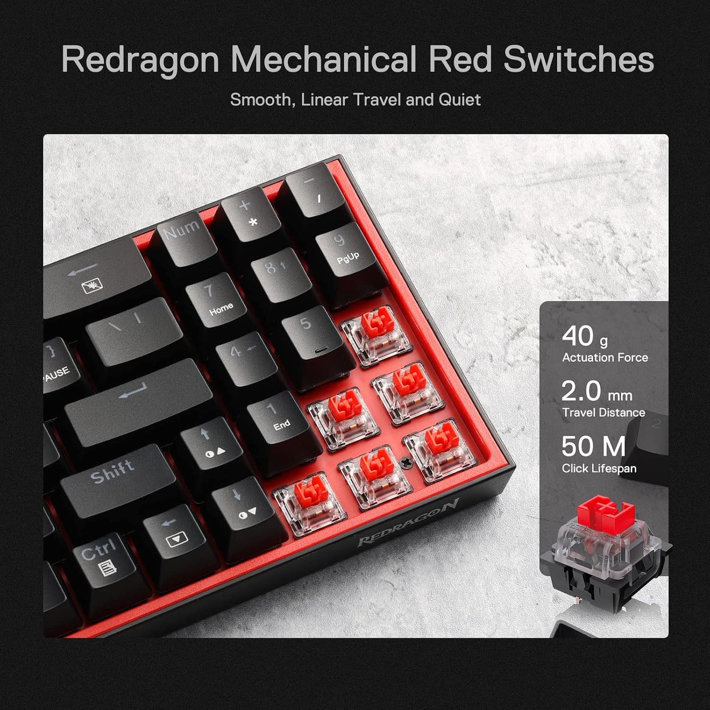 Redragon POLLUX K628 Red Switch Wired RGB Gaming Keyboard English & Arabic