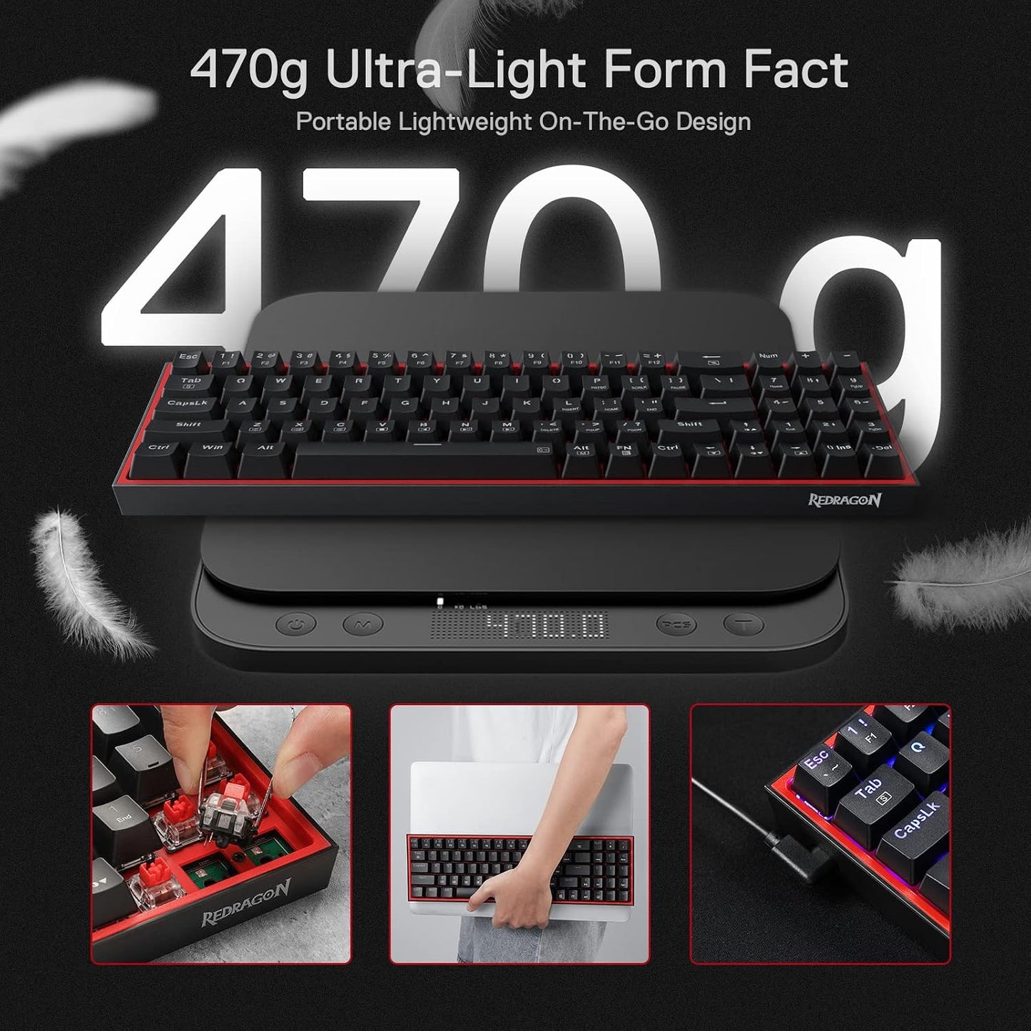 Redragon POLLUX K628 Red Switch Wired RGB Gaming Keyboard English & Arabic
