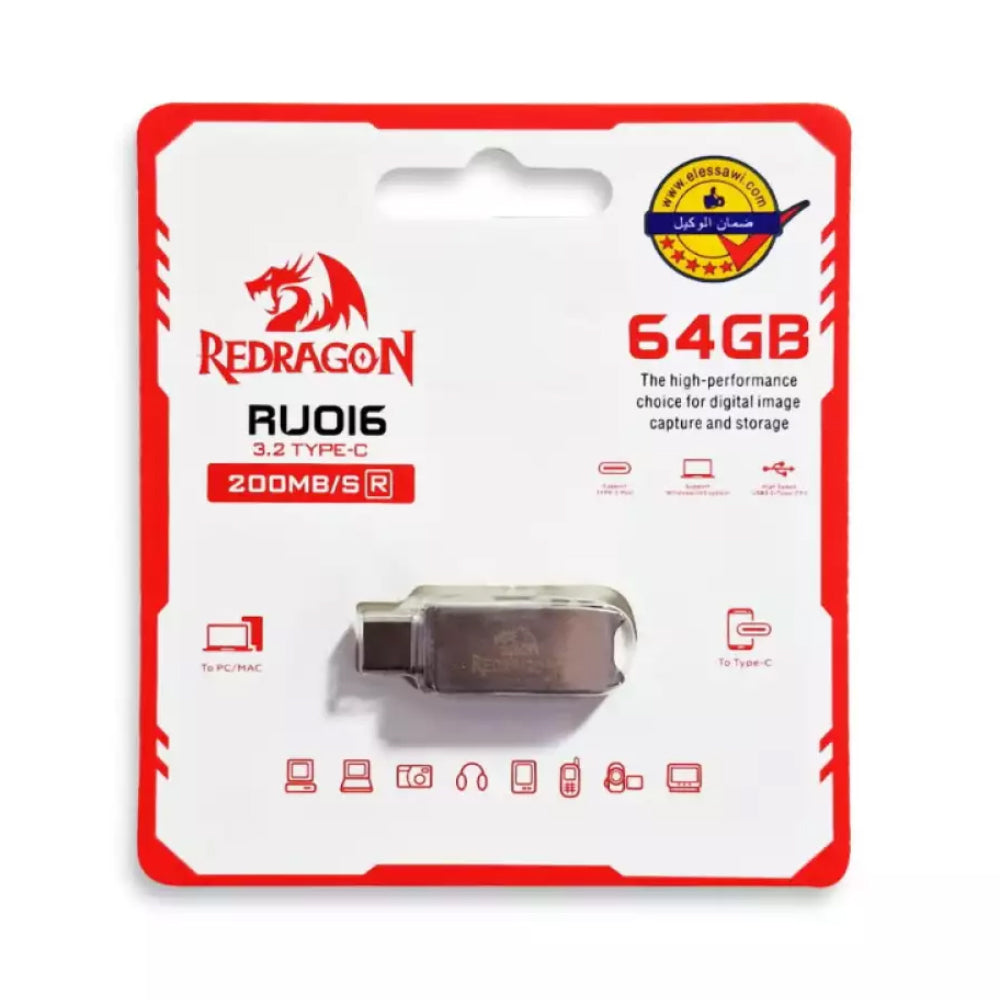 Redragon RU016TYC3.2 64GB Type-C 3.2 & USB 3.2 Flash Memory