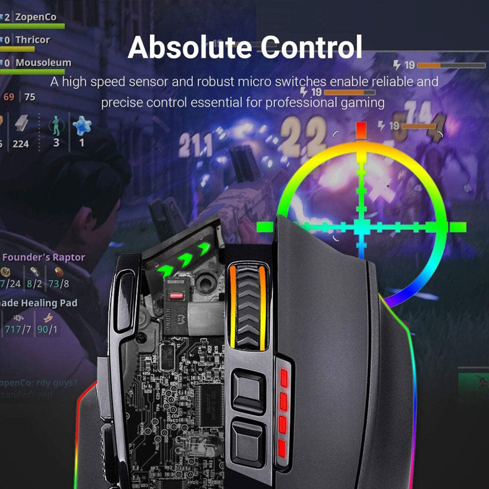 Redragon Sniper Pro M801P Dual Mode Rechargeable Wireless & Wired RGB Gaming Mouse 16000Dpi