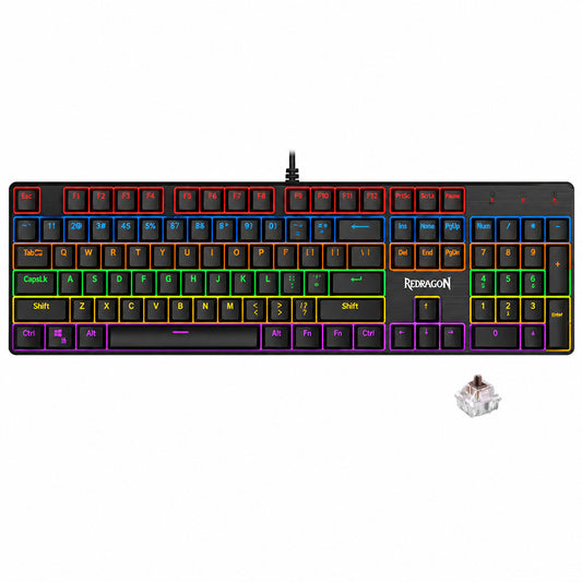 Redragon Valheim K608-R Brown Switch Wired Rainbow Gaming Keyboard English & Arabic