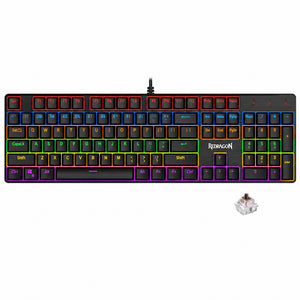 Redragon Valheim K608-R Brown Switch Wired Rainbow Gaming Keyboard English & Arabic