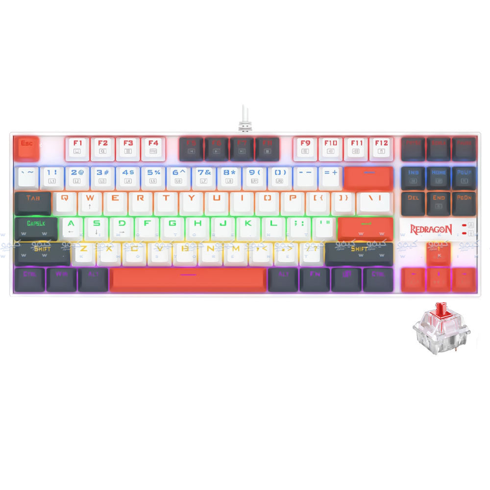 كيبورد ريدراجون سلكي رينبو جيمنج سويتش احمر إنجليزي وعربي K552WLR-R Kumara 
