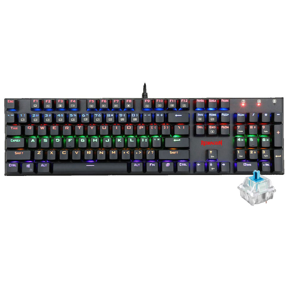 Redragon Rudra K565R-1 Blue Switch Wired Rainbow Gaming Keyboard English & Arabic
