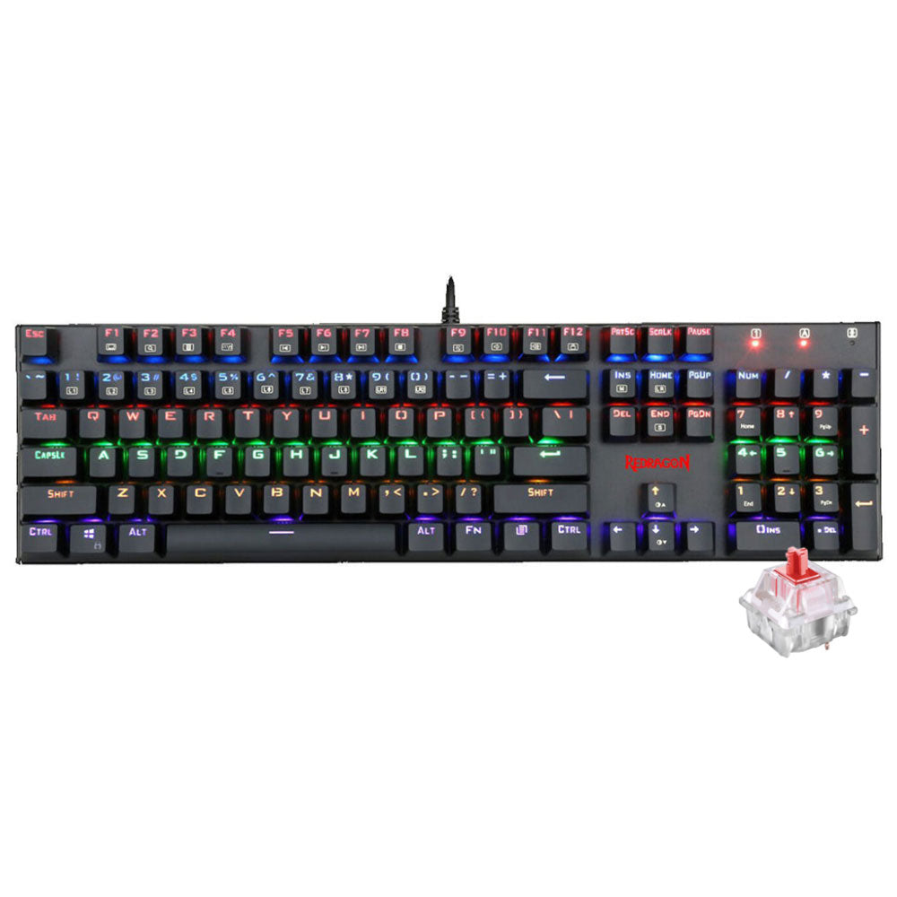 Redragon Rudra K565R-1 Red Switch Wired Rainbow Gaming Keyboard English & Arabic