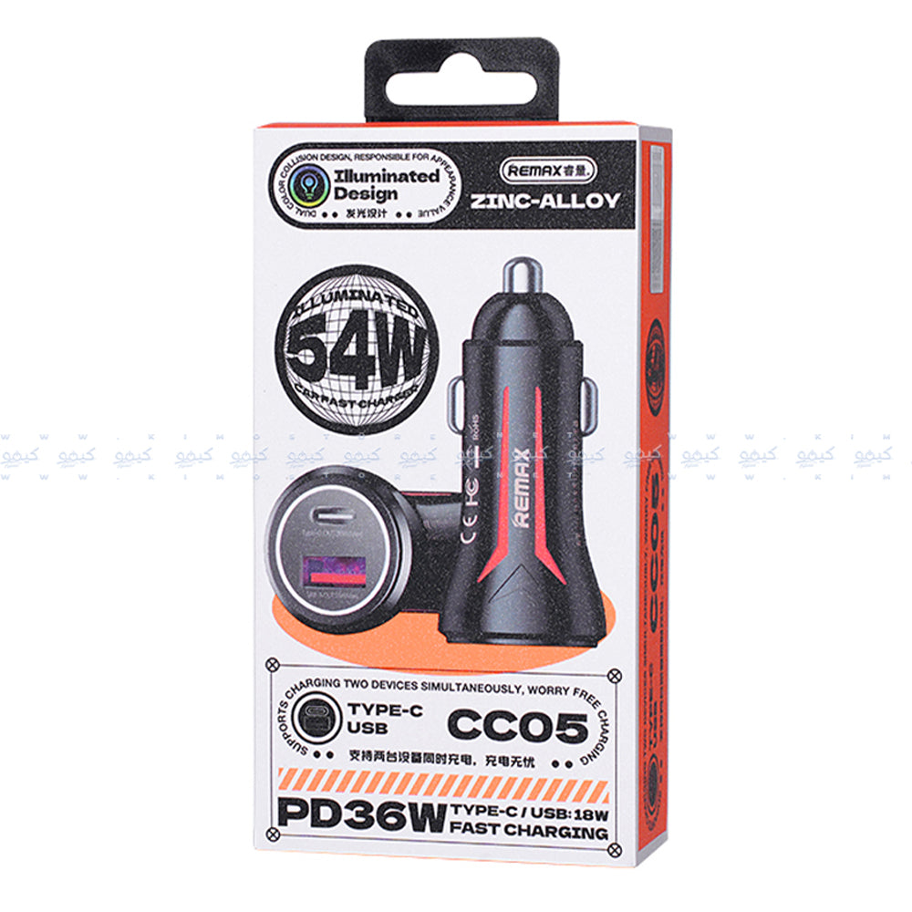 Remax CC05 Car Charger Type-C + USB 54W Fast Charging
