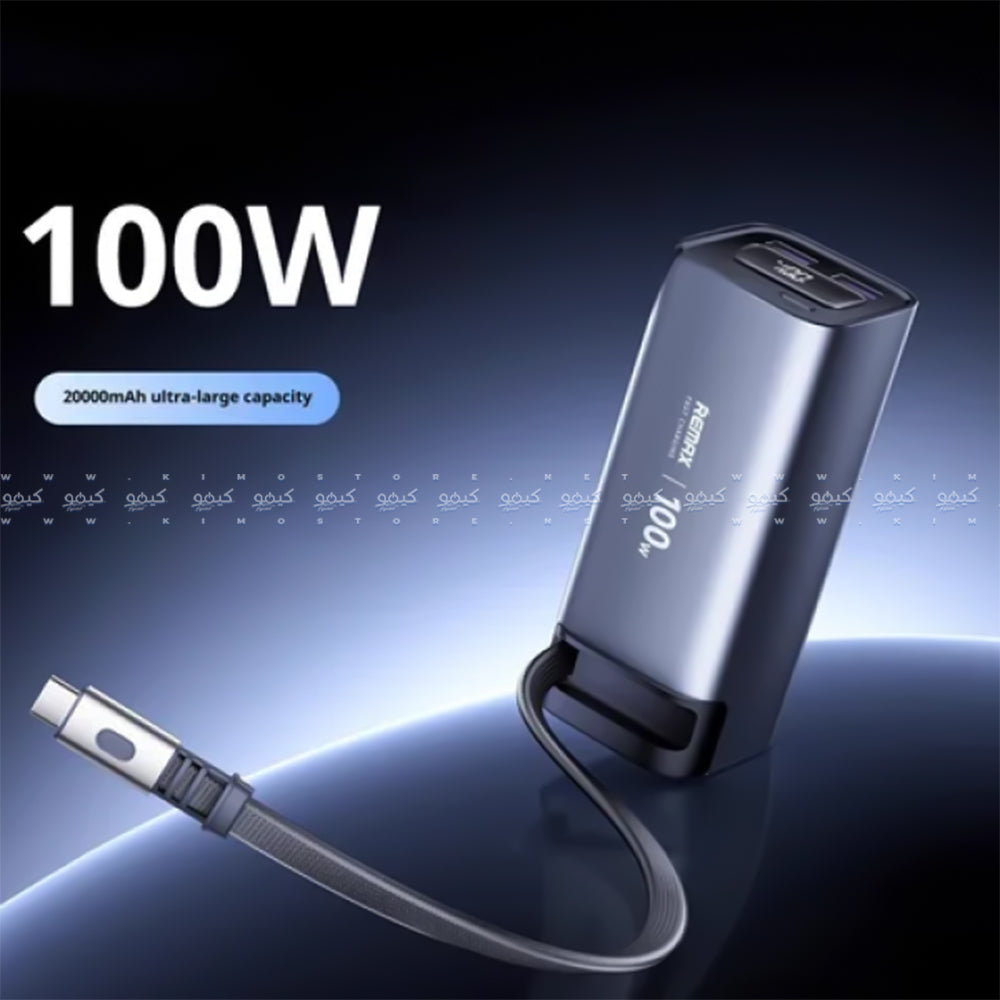 Remax FC-22 Power Bank 2x USB + PD Type-C 100W Fast Charging 20000mAh Built-In Type-C Cable