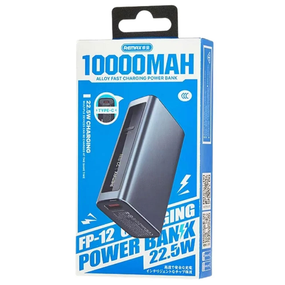 Remax FP-12 Power Bank USB + Type-C 22.5W Fast Charging 10000mAh - Black