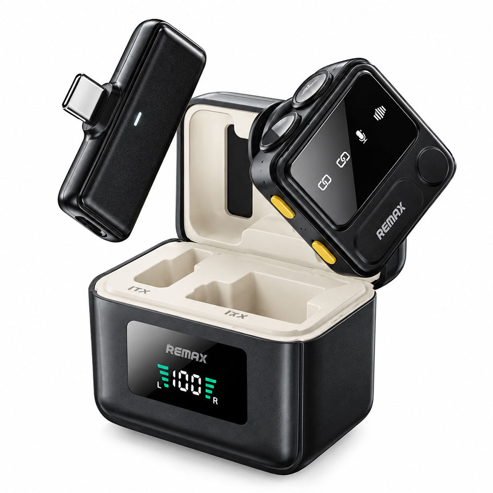 نظام ميكروفون ريماكس لاسلكي بمنفذ تايب سي K17 - اسود
