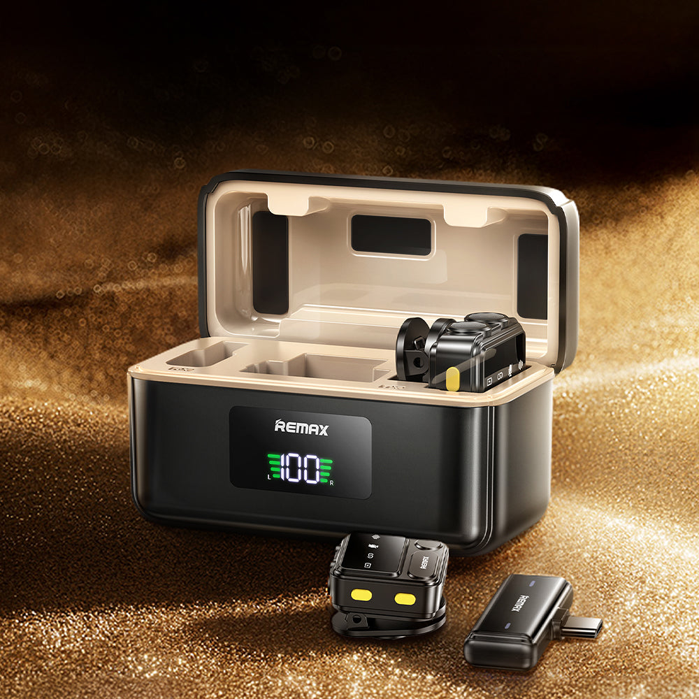 Remax K18 Type-C Dual Channel Wireless Microphone System - Black