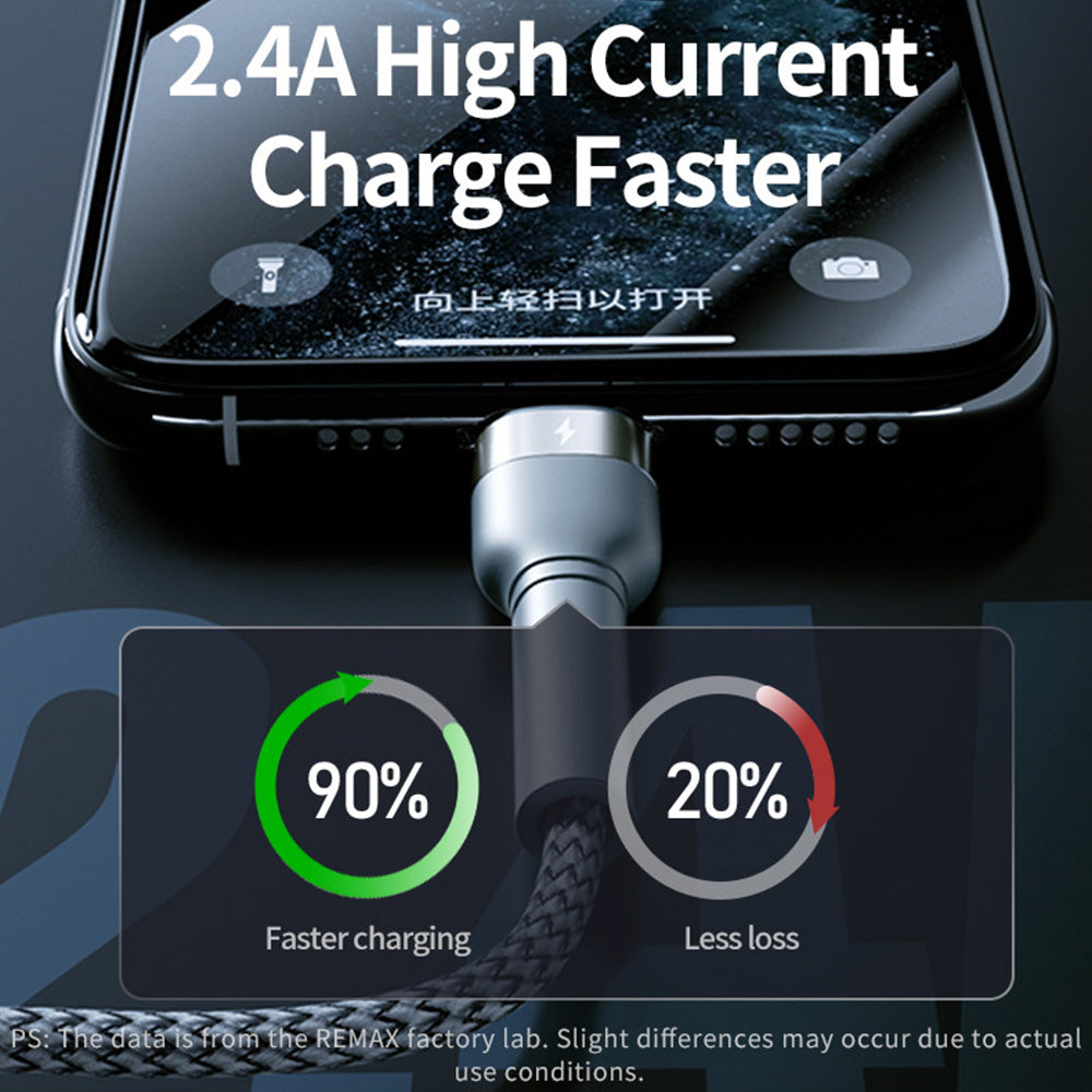 Remax RC-124A USB To Type-C Cable 2.4A Fast Charging 1m - Silver