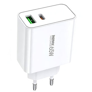 Remax RP-U125 GaN Wall Charger Type-C + USB 3A 65W Fast Charging - White