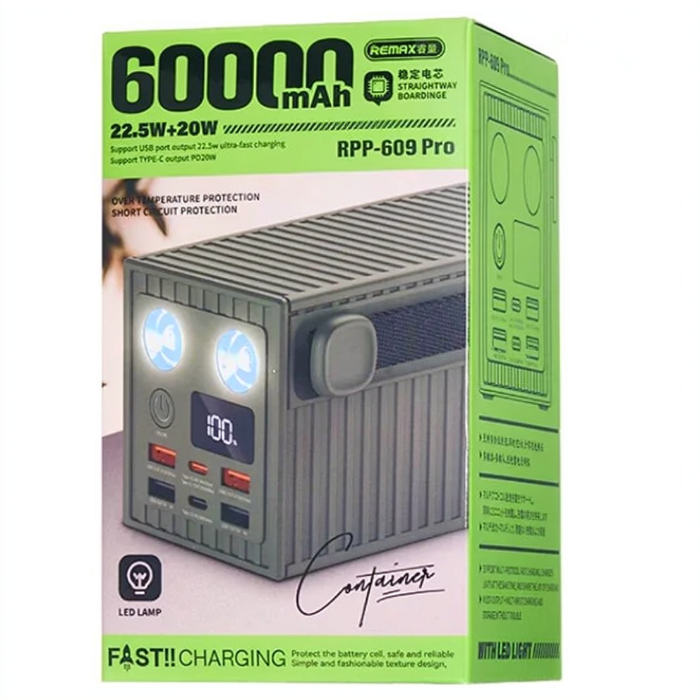 Remax RPP-609 Pro Power Bank 4x USB + 2x Type-C 22.5W+20W Fast Charging 60000mAh 