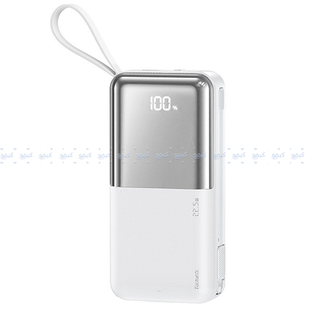 Remax RPP-678 Power Bank 1x USB + 1x Type-C 20W+22.5W Fast Charging 10000mAh Built-In 2 Cables - White