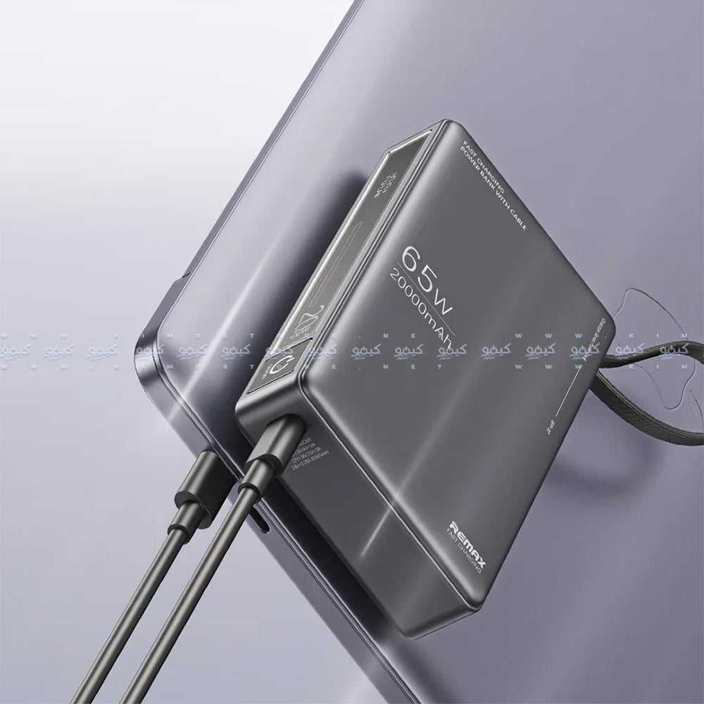 Remax RPP-87 Power Bank USB + Type-C 65W Fast Charging 20000mAh Built-In Type-C Cable - Space Gray