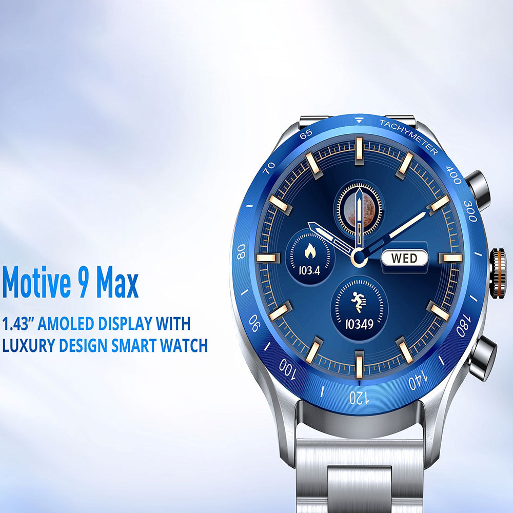ساعة سمارت ريفرسونج Motive 9 Max SW903 هيكل ستانلس ستيل مع سوار ستانلس ستيل و سوار سيليكون