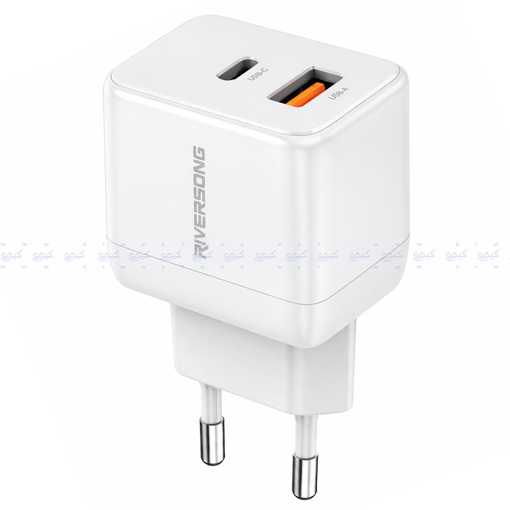 Riversong Powerkub G30 Pro AD118 GaN Wall Charger PD Type-C + USB 30W Fast Charging - White