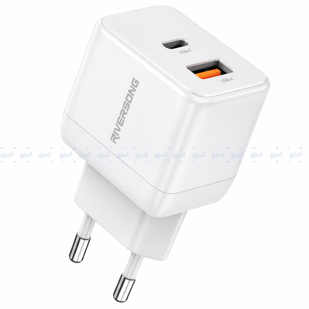 Riversong Powerkub G30 Pro AD118 GaN Wall Charger PD Type-C + USB 30W Fast Charging - White