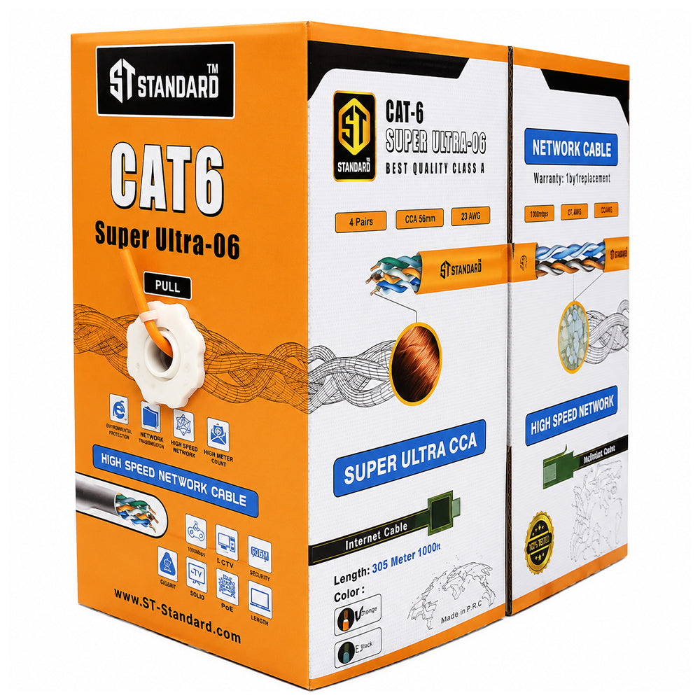 كابل نت وورك اس تي-ستاندرد 305 متر Ultra-06 Cat6 UTP - برتقالي